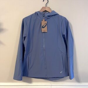 Asics Women’s Velboa Lined Softshell Jacket Size S Reflective Blue Zip Up NWT
